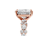 Rose gold Radiant Cut Diamond Side Stone Solitaire Ring with Round with Moissanite side stone and Four-Prong Setting_5