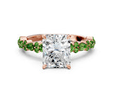 Rose gold Radiant Cut Diamond Side Stone Solitaire Ring with Round with Peridot side stone and Four-Prong Setting_18