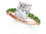 Rose gold Radiant Cut Diamond Side Stone Solitaire Ring with Round with Peridot side stone and Four-Prong Setting_19