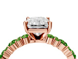 Rose gold Radiant Cut Diamond Side Stone Solitaire Ring with Round with Peridot side stone and Four-Prong Setting_22