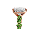 Rose gold Radiant Cut Diamond Side Stone Solitaire Ring with Round with Peridot side stone and Four-Prong Setting_23