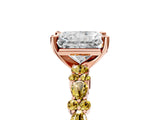 Rose gold Radiant Cut Diamond Side Stone Solitaire Ring with Round with Yellow Sapphire side stone and Four-Prong Setting_5