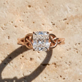 Rose gold Radiant Cut Diamond Solitaire Celtic Knot Ring with Four-Prong Setting_15