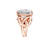Rose gold Radiant Cut Diamond Solitaire Celtic Knot Ring with Four-Prong Setting_66