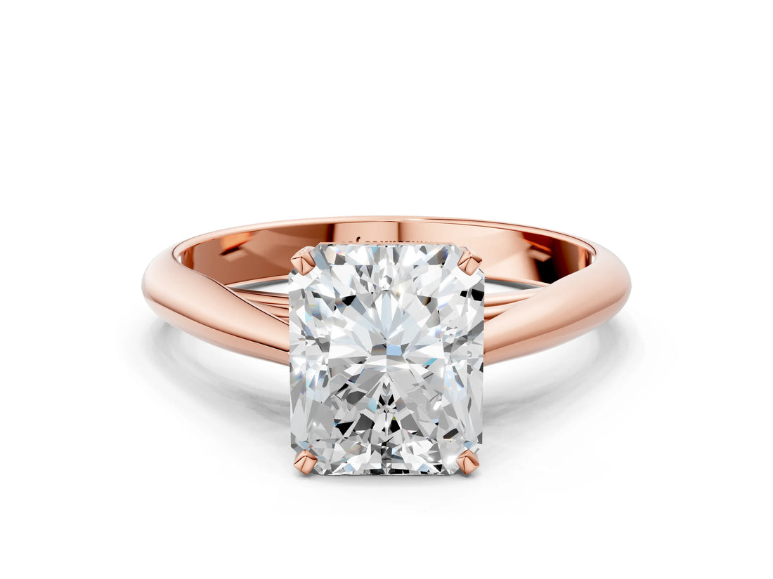 Rose gold Radiant Cut Diamond Solitaire Engagement Ring with Cathedral Setting and Four-Prong Mount_164