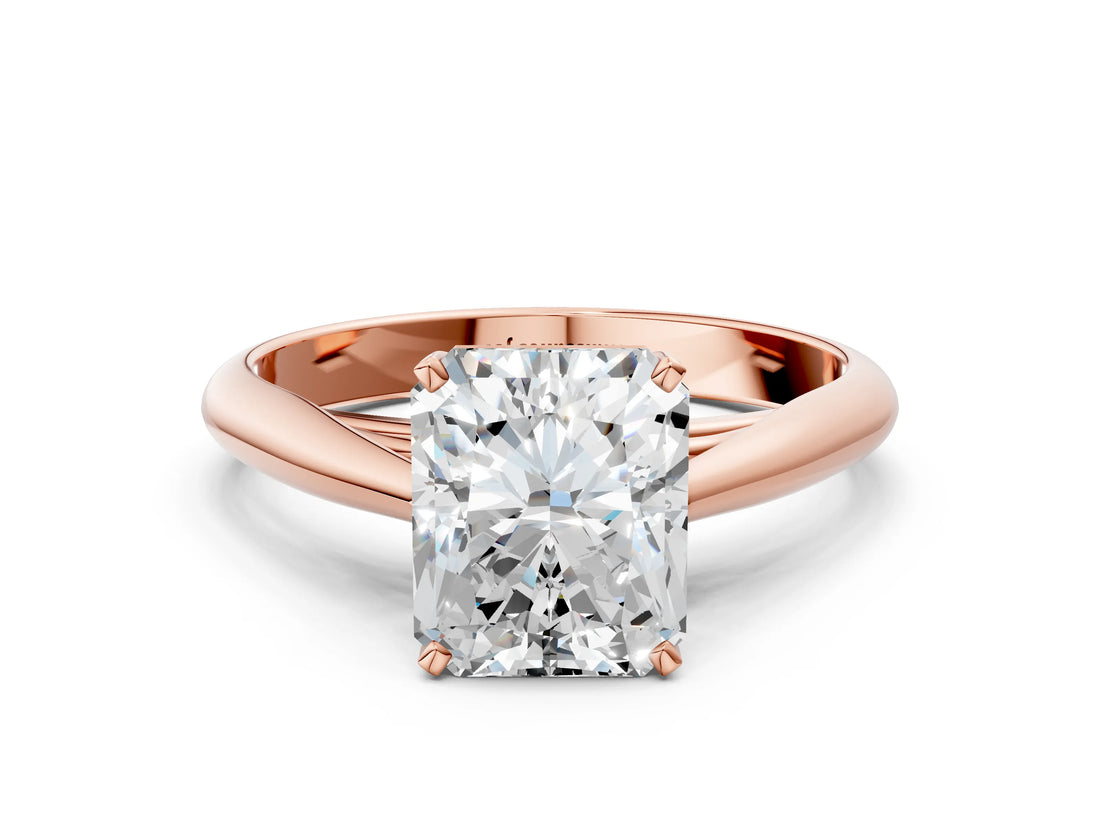 Rose gold Radiant Cut Diamond Solitaire Engagement Ring with Cathedral Setting and Four-Prong Mount_80
