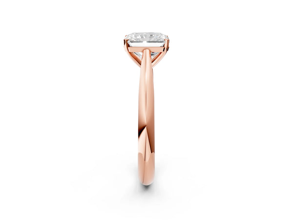 Rose Gold Radiant Cut Solitaire Cathedral Engagement Ring Setting with Arched Shoulders