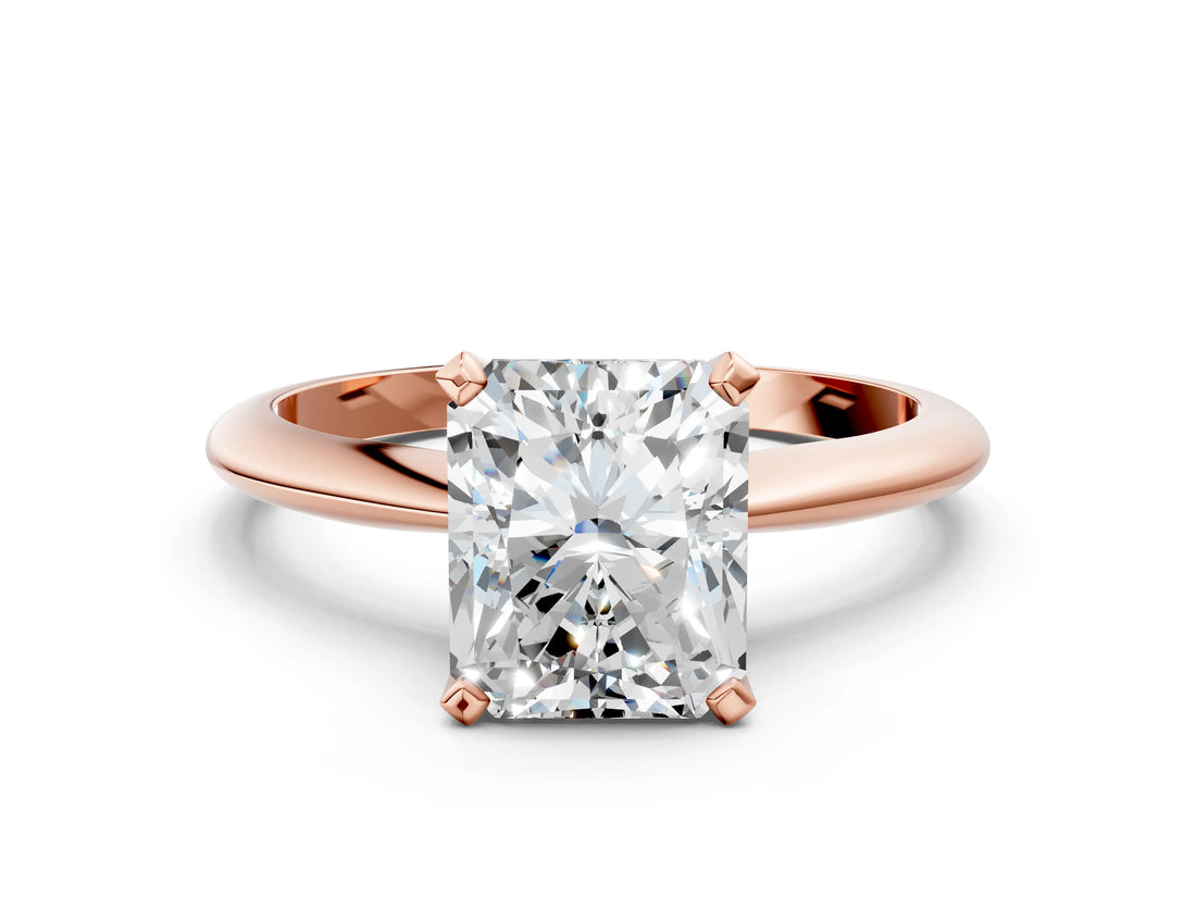 Rose gold Radiant Cut Diamond Solitaire Engagement Ring with Classic Band and Four-Prong Setting_37