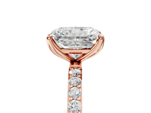 Rose gold Radiant Cut Diamond Solitaire Engagement Ring with Round with Moissanite side stone Pavé Band and Prong Setting_5