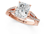 Rose gold Radiant Cut Diamond Solitaire Engagement Ring with Twisted Pavé Band and Four-Prong Setting_59