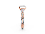 Rose gold Radiant Cut Diamond Solitaire Engagement Ring with Twisted Pavé Band and Four-Prong Setting_60