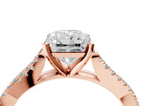 Rose gold Radiant Cut Diamond Solitaire Engagement Ring with Twisted Pavé Band and Four-Prong Setting_62