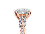 Rose gold Radiant Cut Diamond Solitaire Engagement Ring with Twisted Pavé Band and Four-Prong Setting_63