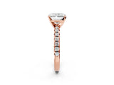 Rose gold Radiant Cut Diamond Solitaire Pavé Engagement Ring with Round Band and Prong Setting_16