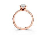 Rose gold Radiant Cut Diamond Solitaire Pavé Engagement Ring with Round Band and Prong Setting_17