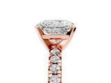 Rose gold Radiant Cut Diamond Solitaire Pavé Engagement Ring with Round Band and Prong Setting_19