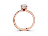 Rose gold Radiant Cut Diamond Solitaire Pavé Engagement Ring with Round Band and Prong Setting_47