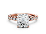 Rose gold Radiant Cut Diamond Solitaire Pavé Engagement Ring with Round Band and Prong Setting_80