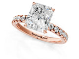 Rose gold Radiant Cut Diamond Solitaire Pavé Engagement Ring with Round Band and Prong Setting_81