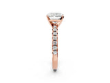 Rose gold Radiant Cut Diamond Solitaire Pavé Engagement Ring with Round Band and Prong Setting_82