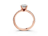 Rose gold Radiant Cut Diamond Solitaire Pavé Engagement Ring with Round Band and Prong Setting_83