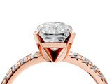 Rose gold Radiant Cut Diamond Solitaire Pavé Engagement Ring with Round Band and Prong Setting_84