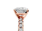 Rose gold Radiant Cut Diamond Solitaire Pavé Engagement Ring with Round Band and Prong Setting_85