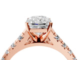 Rose gold Radiant Cut Diamond Solitaire Ring with Cathedral Setting and Pavé Band_138