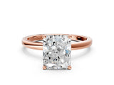 Rose gold Radiant Cut Diamond Solitaire Ring with Classic Band and Four-Prong Setting_3