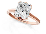Rose gold Radiant Cut Diamond Solitaire Ring with Flower Prong Setting and Classic Band_181