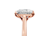 Rose gold Radiant Cut Diamond Solitaire Ring with Flower Prong Setting and Classic Band_185