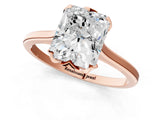 Rose gold Radiant Cut Diamond Solitaire Ring with Flower Prong Setting and Classic Band_37