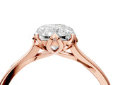 Rose gold Radiant Cut Diamond Solitaire Ring with Flower Prong Setting and Classic Band_40