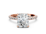 Rose gold Radiant Cut Diamond Solitaire Ring with Four-Prong Setting and Pavé Band_3