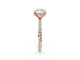 Rose gold Radiant Cut Diamond Solitaire Ring with Four-Prong Setting and Pavé Band_5