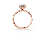Rose gold Radiant Cut Diamond Solitaire Ring with Four-Prong Setting and Pavé Band_6