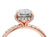 Rose gold Radiant Cut Diamond Solitaire Ring with Four-Prong Setting and Pavé Band_7