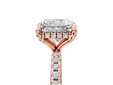Rose gold Radiant Cut Diamond Solitaire Ring with Four-Prong Setting and Pavé Band_8