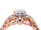 Rose gold Radiant Cut Diamond Solitaire Ring with Hidden Halo and Pavé Band_31