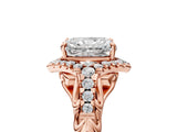 Rose gold Radiant Cut Diamond Solitaire Ring with Hidden Halo and Pavé Band_32