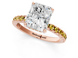 Rose gold Radiant Cut Diamond Solitaire Ring with Pavé Band and Four-Prong Setting_1