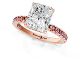 Rose gold Radiant Cut Diamond Solitaire Ring with Pavé Band and Four-Prong Setting_1