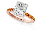 Rose gold Radiant Cut Diamond Solitaire Ring with Pavé Band and Four-Prong Setting_1