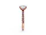 Rose gold Radiant Cut Diamond Solitaire Ring with Pavé Band and Four-Prong Setting_2
