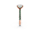Rose gold Radiant Cut Diamond Solitaire Ring with Pavé Band and Four-Prong Setting_2