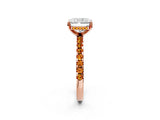 Rose gold Radiant Cut Diamond Solitaire Ring with Pavé Band and Four-Prong Setting_2