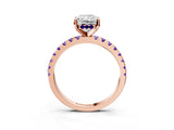 Rose gold Radiant Cut Diamond Solitaire Ring with Pavé Band and Four-Prong Setting_3