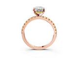 Rose gold Radiant Cut Diamond Solitaire Ring with Pavé Band and Four-Prong Setting_3