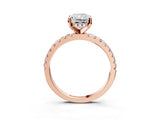 Rose gold Radiant Cut Diamond Solitaire Ring with Pavé Band and Four-Prong Setting_3