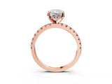 Rose gold Radiant Cut Diamond Solitaire Ring with Pavé Band and Four-Prong Setting_3